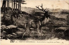 CPA Foret de FONTAINEBLEAU - Harde de Cerfs au Long Rochéer par Virion (166727)