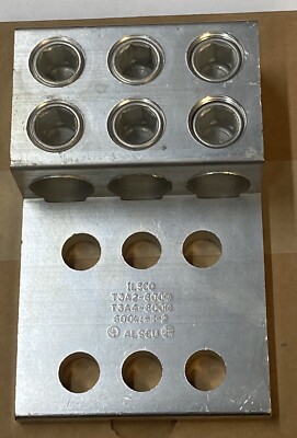 ILSCO T3A2-600N Aluminum Lug, Dual Rated, Range 600-2, 3 Ports 6 Holes 1/2'' Bolt