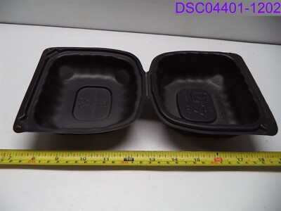 Qty = 100: Earth Choice Pactiv Black Take Out To Go Food Container 6'' x 6''
