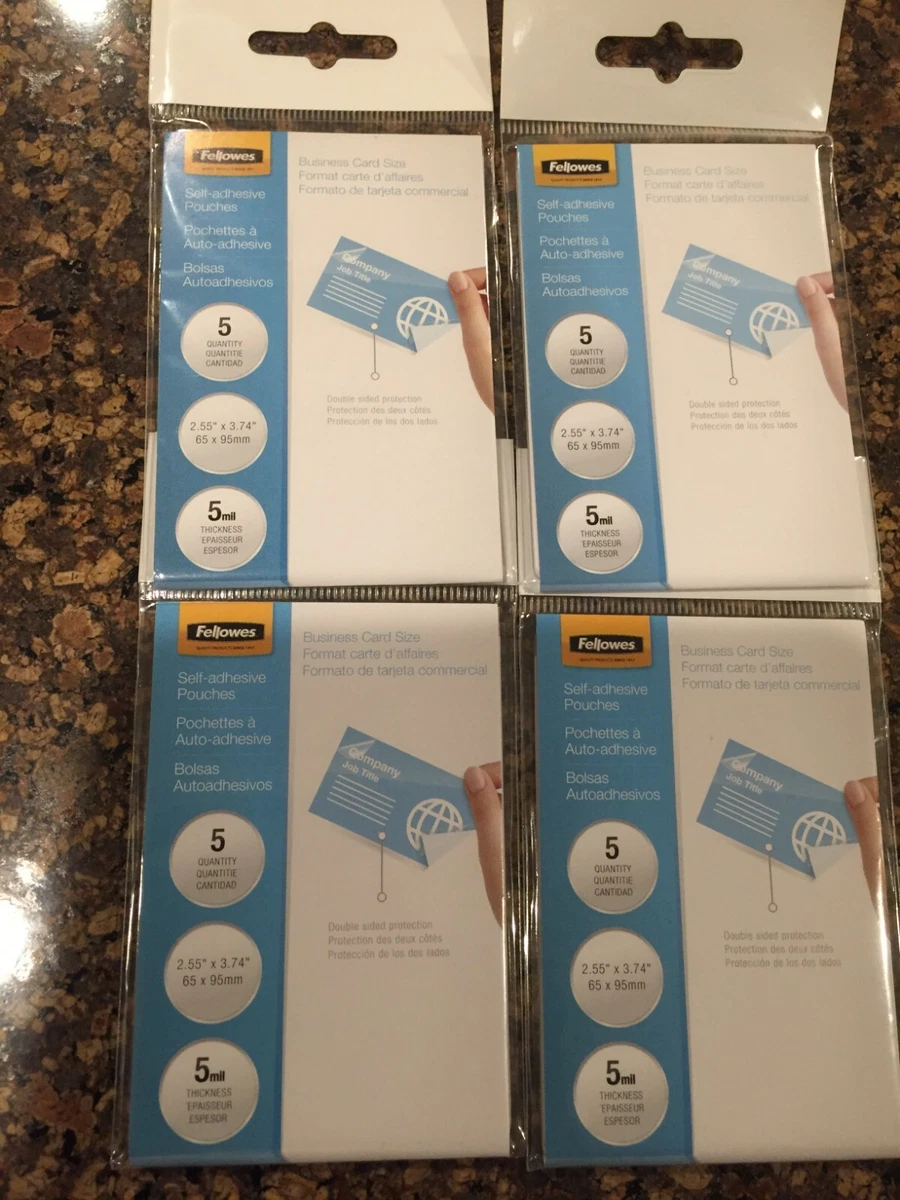 Four) Fellowes Laminating Sheets, Self Adhesive, 2.55 X 3.74 ,5