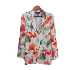 Vintage 80's Carole Little Blazer 8P Lightweight Tie Cinched Back Spring Floral