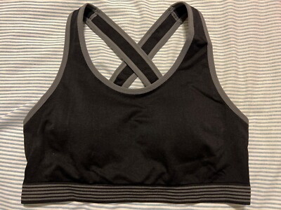 New Under Control Sports Bra. XL Cross-Strap Removable Padded Black 