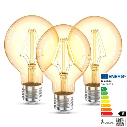 3x LED Edison Bulbs Globe Retro Vintage E27 Warm White Light Lamp G80 4W - Picture 9 of 12