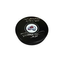 PAVEL FRANCOUZ Signed Colorado Avalanche Puck - 1st Shuout (Exact Photo) - 00381