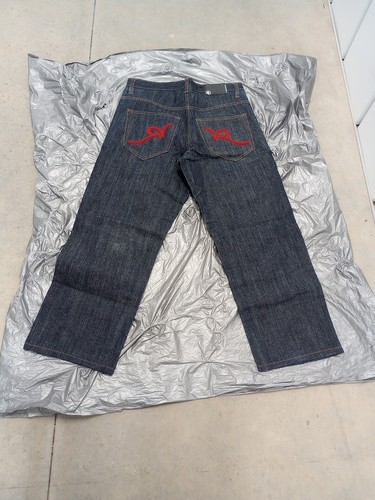 ROCAWEAR JEANS GR 32 Dunkelblau Denim Rot Double R