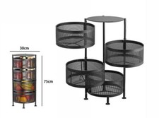x Mobile Mobiletto Tavolino Metallo Nero 4 Scomparti Portatutto Regolabile dfh