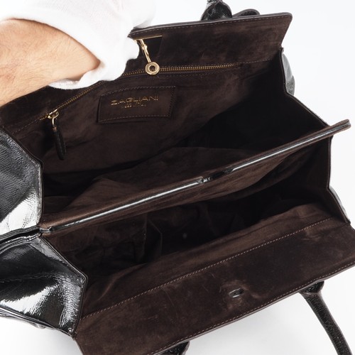 Bolso de mano de cuero grueso de lujo ZAGLIANI Spalmato Olive Vernice Tote OP... - Imagen 10 de 16