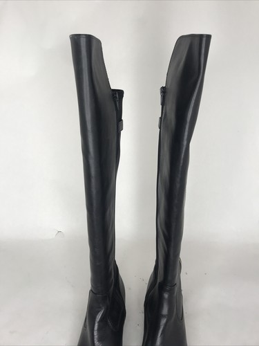 Gigi calvin klein black boots knee high gold zipper gold belt - Picture 4 of 12