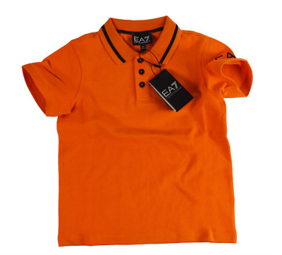 EA7 Armani Junior Poloshirt  Polo Pique Logo Orange Baumwolle ORIGINAL