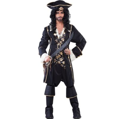 Piraten Kostüm Seeräuber Kapitän Black Flint Deluxe für Herren Gr. M/L Fasching