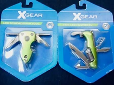NEW Set of 2 XGear's - 6 Tool Screwdriver And 7 Multitool Backpacking Green