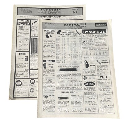 Lot of 2 LECTRONIC CATALOG ELECTRONICS RESEARCH LABORATORIES RADIO TV MICROWAVE