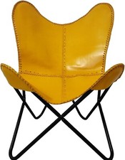 Sedia A Farfalla In Pelle Premium Sedia Da Lounge Fatta A Mano Rustica