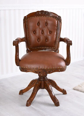 PALAZZO INT Sedia girevole sedia da visita poltrona in pelle Chesterfield sedia mogano poltrona sedia da ufficio