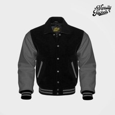 Black body Dark Gray Sleeves Premium Varsity Jacket Letterman Baseball College