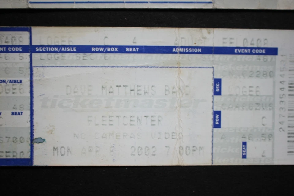 DAVE MATTHEWS BAND Ticket Stubs - April 7 &8, 2002 - Fleet Center Boston, MA - Image 3 of 3