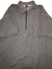 Ben Davis Shirt 1/4 Zip Short Sleeve Striped USA Made Men  s 3XL Vintage