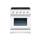 BRAND NEW IN BOX 30" CLASSICO PRO DUAL FUEL RANGE IN WHITE WITH CHROME TRIM