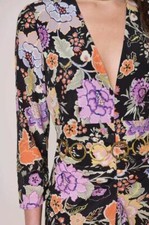 New Rixo Rose Peony Flora Black Backless Ruffle Front Maxi Dress Sz S M L