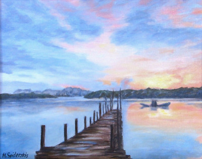 Limited Edition Sighed Print Sunset Bay Painting Seascape Wall Art Gifts Decor