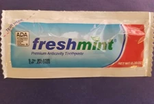 (250 PACKETS) FRESHMINT TOOTHPASTE 0.28 oz PACKETS TRAVEL/CHARITY/ADA APPROVED