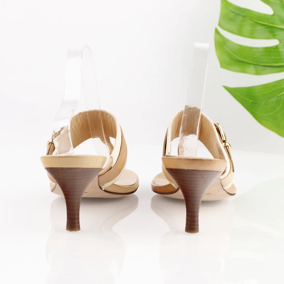 Cole Haan Mujer Air Elana Sandalia Talla 9 Sillín Tostado Tanga Gatito Tacón Mula Zapato Foto 4 de 4