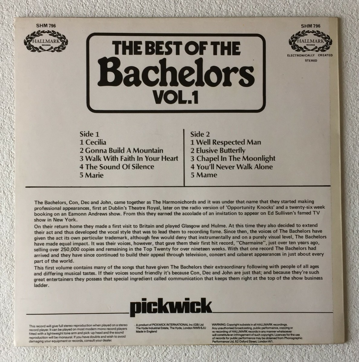 BACHELORS ~ BEST OF THE BACHELORS VOL. 1 ~ 1973 UK 10-TRACK