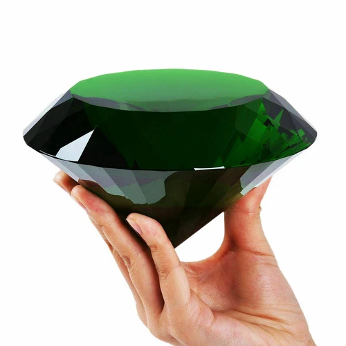 200mm Huge Green Crystal Diamond Paperweight Wedding Centerpieces Gifts - Picture 1 of 5