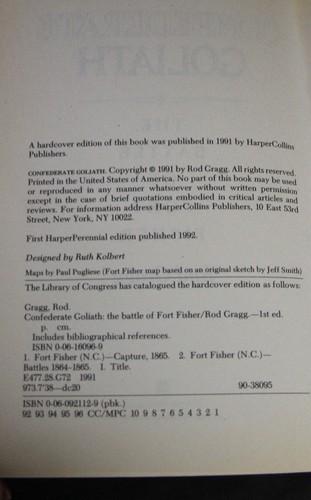 CONFEDERATE GOLIATH THE BATTLE OF FORT FISHER By Rod Gragg Used - Picture 2 of 7