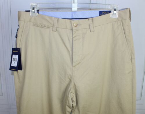 Ralph Lauren Mens Stretch Chinos pants Khaki Tan Flat Front MSRP $125 NWT 34x34 - Picture 3 of 6