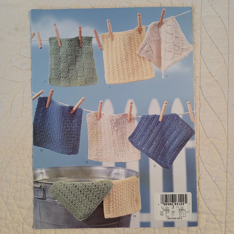 1999 Vtg Leisure Arts 16 Dishcloths Knitting Crochet Pattern Book Leaflet - Image 4 of 4