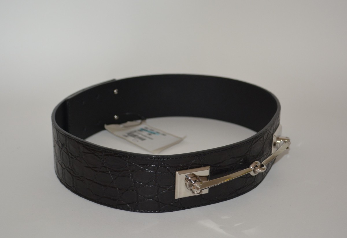 NWT GUCCI $1200 CROCODILE LEATHER HORSEBIT WAIST BELT SZ 34  display picture 1