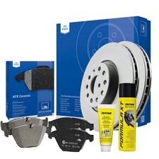 ATE CERAMIC Bremsensatz + Ceratec + Bremsenreiniger VW Polo (6R_) Ø256mm VA