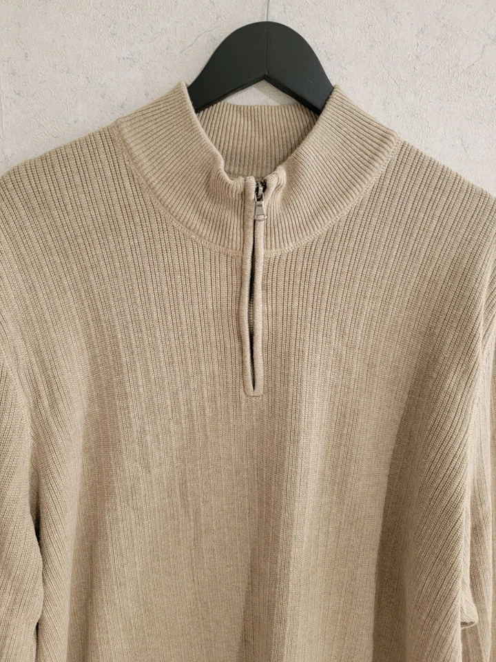 Tommy Bahamas Sweater Cream 1/4 Quarter Zip Casual Sweatshirt 100% Cotton XL - Image 2 of 4