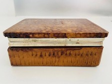 Boîte à bijoux ou à cigares en albâtre élégante 13,5 x 6 cm vintage