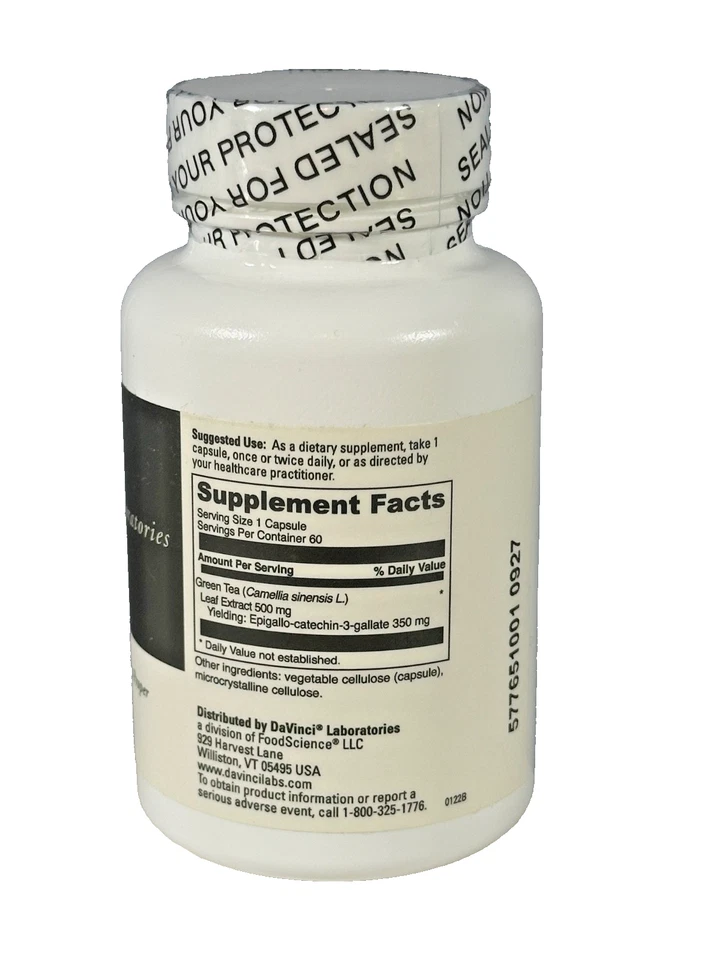 DaVinci Té Verde-70 Descafeinado 60 Cápsulas Soporte Antioxidante Exp 09/27 NUEVO Sellado EE. UU. Foto 2 de 4