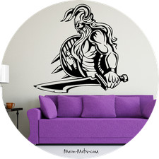 Wandtattoo Wikinger mit Schwert und Schild seitlich