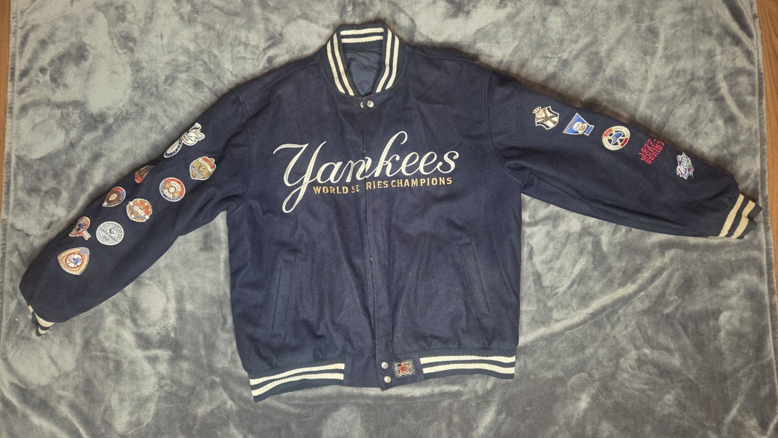 Vintage New York Yankees Varsity Jacket World Series Champions Patch Bomber