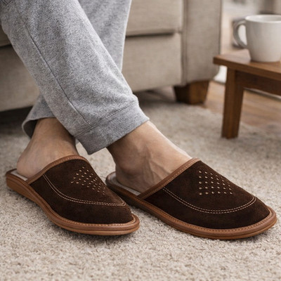 Herren Echt Wildleder Leder Hausschuhe Pantoletten Hausschuhe Slipper Marti Pantoffeln