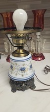 Vintage Quoizel  Abigail Adams 1973 Hurricane Table Lamp, Blue Flowers No Shade