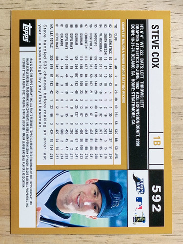 2002 Topps #592 Steve Cox - Picture 2 of 2