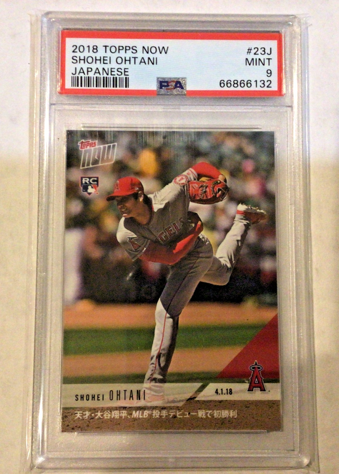 SHOHEI OHTANI RC PSA 9 mint 2018 Topps Now #23J Japanese Rookie 1st Career Win !