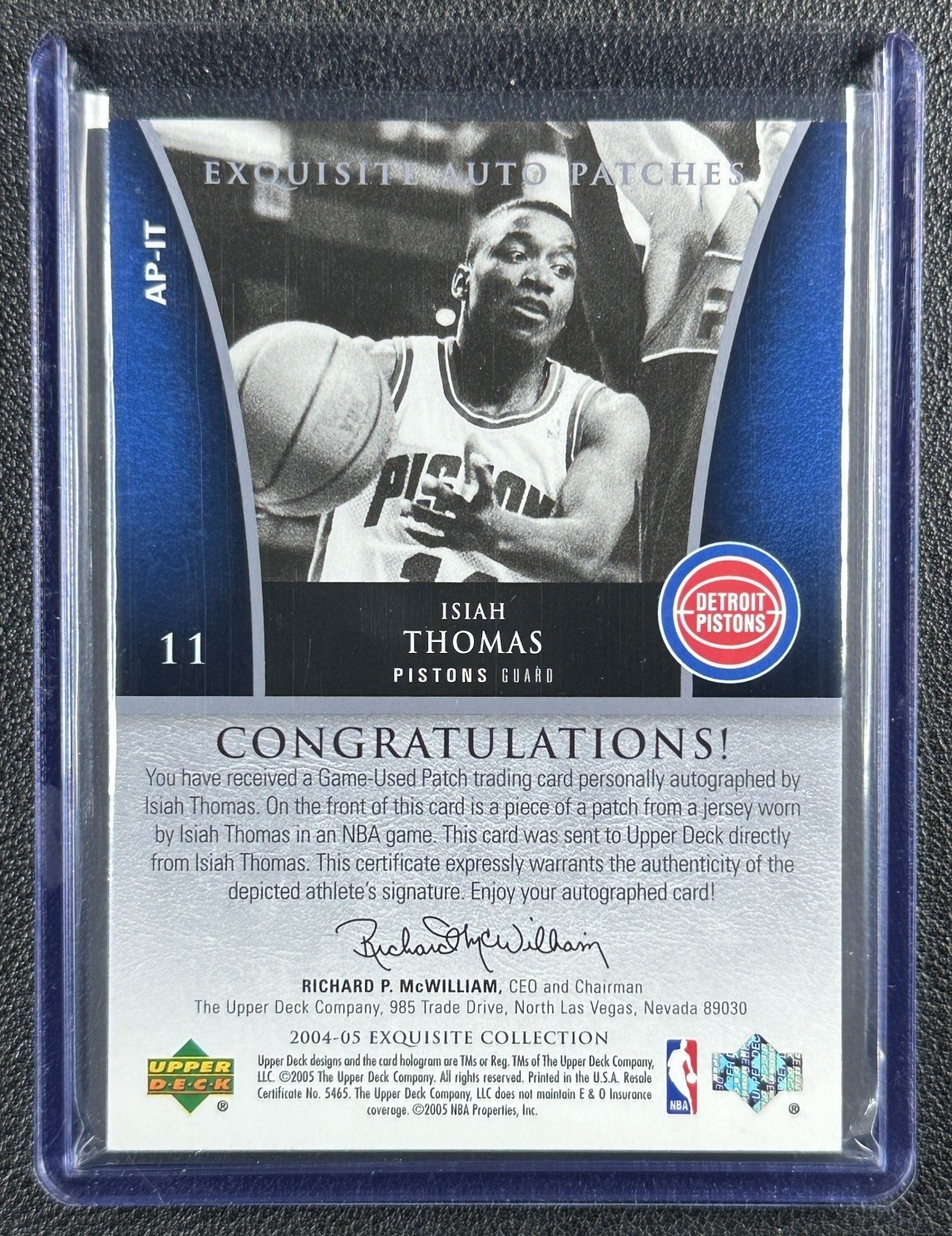 ISIAH THOMAS 2004-05 UPPER DECK EXQUISITE #AP-IT GAME-USED PATCH AUTO 94/100 view 2