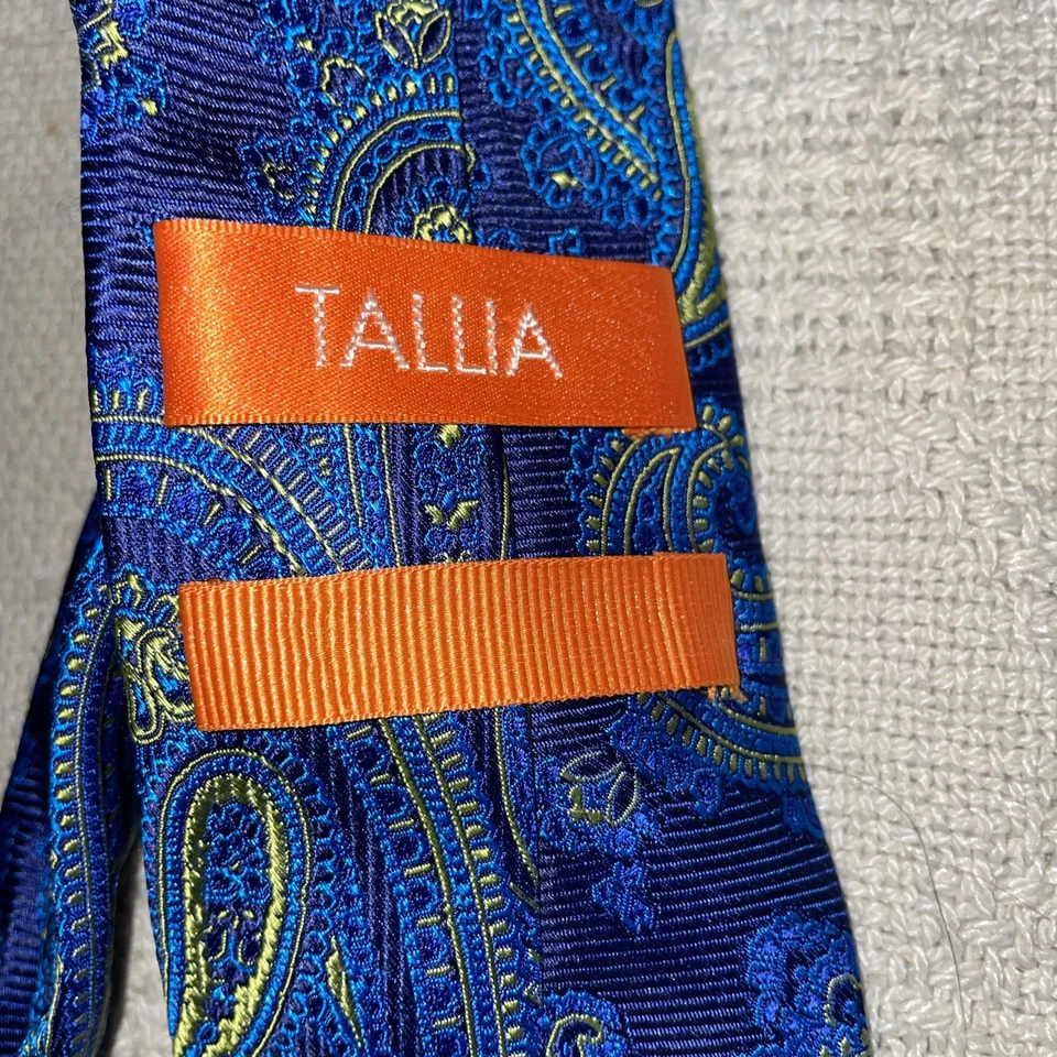 Tallia Dress Tie Mens Size 57” 3” Blue Paisley Business Formal City - Image 2 of 4