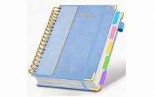 Luxury A5 blue Leather Planner - 300 Page Spiral Journal - Hardcover Notebook