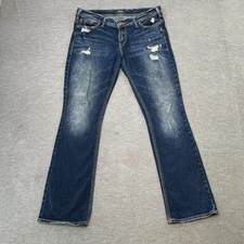 Silver Jeans Co Jeans Womens 32x33 Blue Elyse Slim Boot Bootcut Denim Stretch