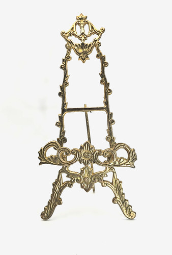 VTG Ornate Victorian Style Solid Brass Tabletop Easel Display Stand Picture Art