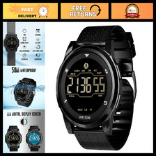Ultra-Thin Digital Sports Watch for Men Women, Waterproof, Alarm, Pedometer, B