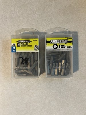 Performax 1'' Phillips #2 Bit Tips 28 Pack & T25 30 Pack Drill Screwdriver Impact