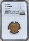 1909-D $5 Gold Indian Head Half Eagle US Coin NGC AU Details Cleaned
